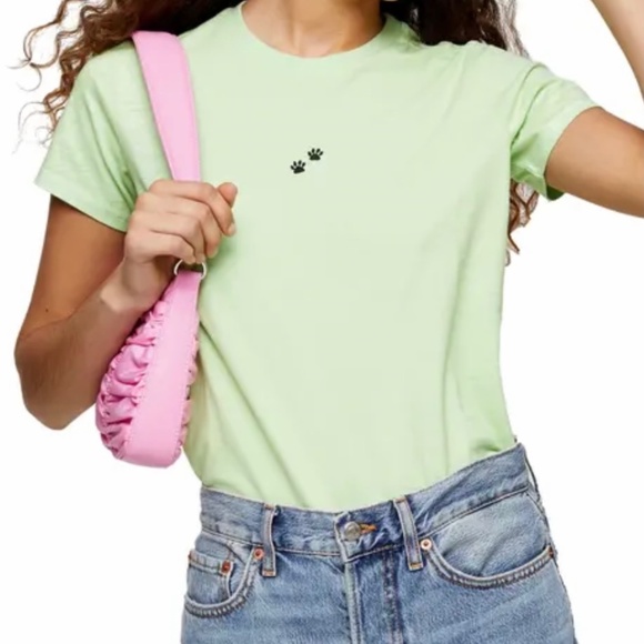 Topshop Tops - TOPSHOP S/S Paw Graphic Crew Neck Tee T-Shirt
